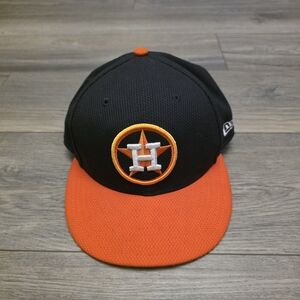 New Era 5950 Houston Astros Fitted Cap Hat Size 7 1/4 MLB Authentic Polyester